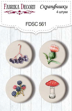 Set mit 4 Flair-Buttons zum Scrapbooking Forest Life #561