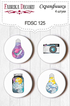 Set mit 4 Flair-Buttons für Scrapbooking #125
