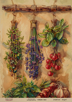 Kraft Decoupage Papier 21x29,7cm, “Botanica Vintage”, #0025