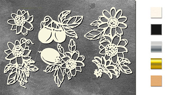 Chipboard embellishments set, Botany exotic #711