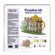 diy wooden coloring set, desk composition "cats on the fence", #006