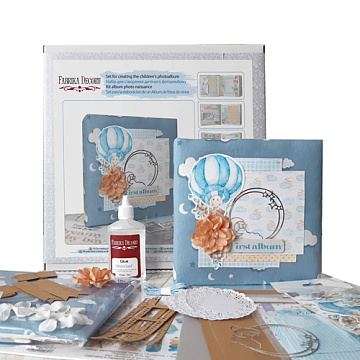 Zestaw DIY do tworzenia dziecięcego scrapbooking albumu "Dreamy Baby Boy", 20cm x 20cm, #09