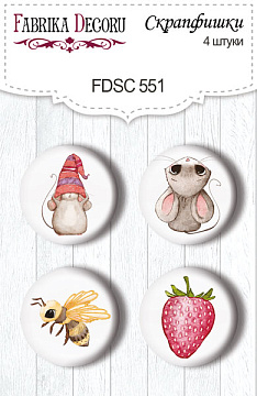 Set mit 4 Flair-Buttons zum Scrapbooking Happy Mouse Day #551