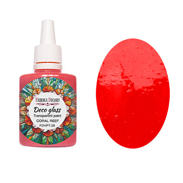 Deco Glass Transparent Paint for Stained Glass Effect, Coral reef, 30ml