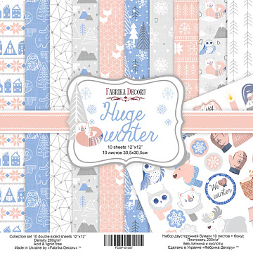 Double-sided scrapbooking paper set Huge Winter 12"x12", 10 sheets