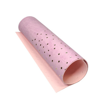 Piece of PU leather for bookbinding with gold pattern Golden Drops Flamingo, 50cm x 25cm - 2