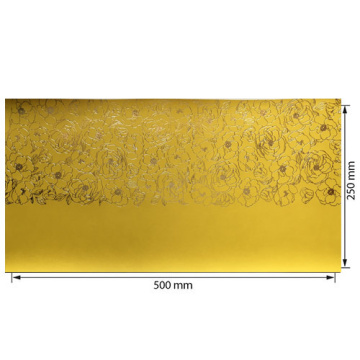 Piece of PU leather for bookbinding with gold pattern Golden Pion Yellow, 50cm x 25cm - 2