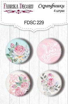 4er Set Flair Buttons zum Scrapbooking "Shabby Garden" #229