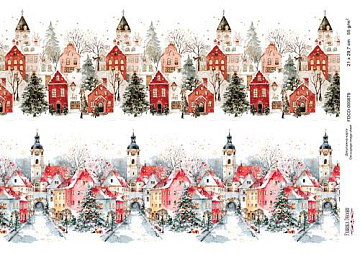 Decoupage card «Christmas houses. Curb-001» #000879, 21cm x 29,7cm