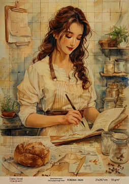 Kraft Decoupage Papier 21x29,7cm, “Handwerkerin”, #0026