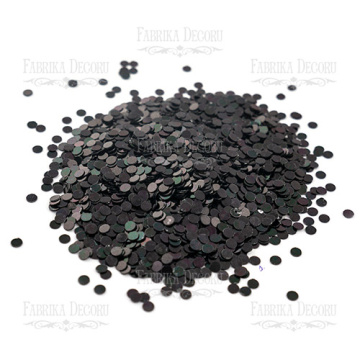 Sequins Round flat, black with iridescent nacre, #402 - 2