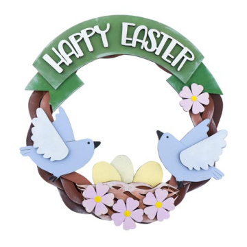 diy wooden coloring set, easter wreath with birds and "happy easter" inscription, #013 - 2 diy wooden coloring set, easter wreath with birds and "happy easter" inscription, #013 - 2