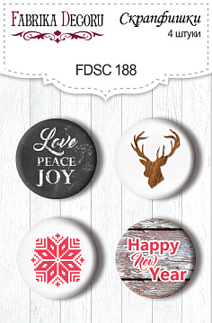 Set of 4pcs flair buttons for scrabooking "Christmas fairytales 1" EN #188