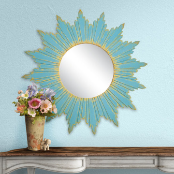 Mirror Sun Turquoise with Gold, Creative DIY kit #22 - 2 Mirror Sun Turquoise with Gold, Creative DIY kit #22 - 2