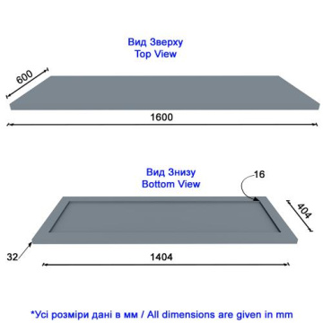 столешница для рабочего стола 1600 мм х 600 мм  х 32мм, цвет дуб крафт золотой - 2