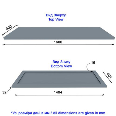 столешница для рабочего стола 1600 мм х 600 мм  х 32мм, цвет дуб крафт золотой - 2