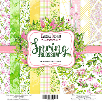 Double-sided scrapbooking paper set  Spring blossom 8"x8" 10 sheets