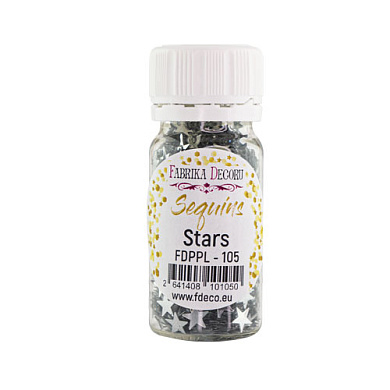 Sequins Stars, silver, #105