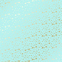 Sheet of single-sided paper with gold foil embossing, pattern Golden stars Turquoise, 12"x12"