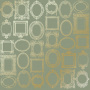 Sheet of single-sided paper with gold foil embossing, pattern "Golden Frames Olive"