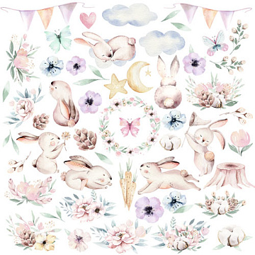 Sheet of images for cutting. Collection "Sweet bunny"