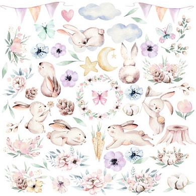 лист с картинками для вырезания sweet bunny 30,5х30,5 см