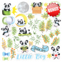 Doppelseitiges Scrapbooking-Papierset Mein kleiner Panda-Junge, 20 cm x 20 cm, 10 Blätter
