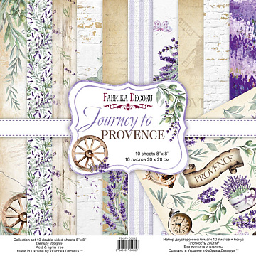 Double-sided scrapbooking paper set Journey to Provence 8"x8", 10 sheets