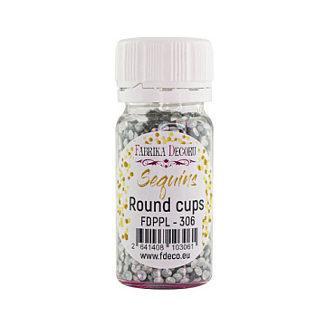 Pailletten Runde Cups, Silber mit schillerndem Perlmutt, #306