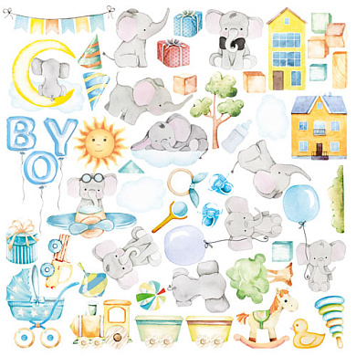 лист с картинками для вырезания my cute baby elephant boy 30,5х30,5 см