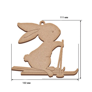Blank for decoration, Bunny on skis, #507 - 2