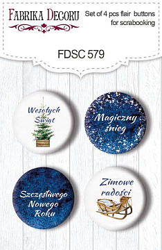 Set mit 4 Flair-Buttons für Scrapbooking Country Winter PL #579