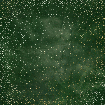 Sheet of single-sided paper with gold foil embossing, pattern Golden Mini Drops, color Dark green aquarelle, 12"x12"
