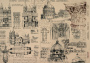 Kraft decoupage paper, 21x29,7cm, “Architecture”, #00110 Kraft decoupage paper, 21x29,7cm, “Architecture”, #00110