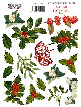 Set of stickers 16pcs Winter botanical diary #233