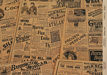 Kraft decoupage paper, 29,7x21cm, “Vintage Newspaper”, #0077