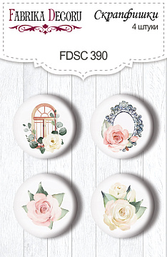 Set of 4pcs flair buttons for scrabooking Tenderness and love #390