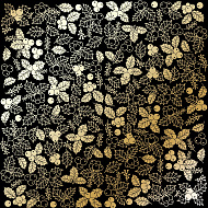 Sheet of single-sided paper with gold foil embossing, pattern "Golden Winterberries Black"