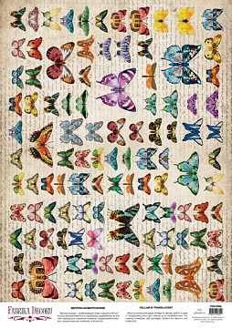 Arkusz kalki z nadrukiem, Deco Vellum, format A3 (11,7" х 16,5"), "Spring Botanical Story Motyle"