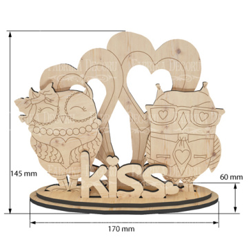 Blank for decoration #379 Owls with hearts - 2