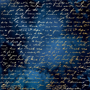 Einseitig bedruckter Papierbogen mit Goldfolienprägung, Muster "Goldener Text Nachtgarten"