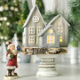 Bausatz für Holzkreativität und Färbung, Weihnachtshäuser mit Lichtern, #026