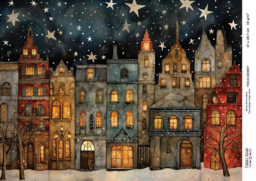 Decoupage card «Christmas houses-07» #000857, 21cm x 29,7cm