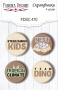 Set mit 4 Flair-Buttons zum Scrapbooking von Dinosauria EN #470