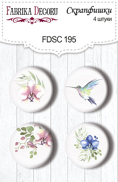 Set of 4pcs flair buttons for scrabooking "Tender orchid" #195
