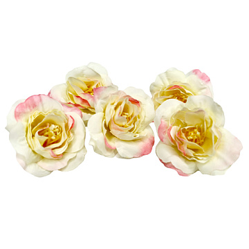 Kwiaty róży beżowy z różowym, 1 szt