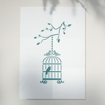 Stencil mini for crafts 15x10cm "Bird in a cage 3" #151_3 - 2 Stencil mini for crafts 15x10cm "Bird in a cage 3" #151_3 - 2
