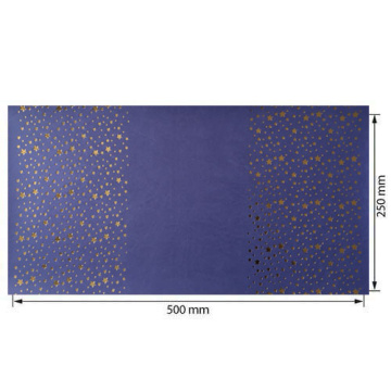 Piece of PU leather for bookbinding with gold pattern Golden Stars Lavender, 50cm x 25cm - 2