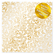 Acetate sheet with golden pattern Golden Butterflies 12"x12"