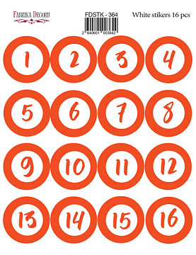 Zestaw naklejek 16 szt, Orange numbers #364